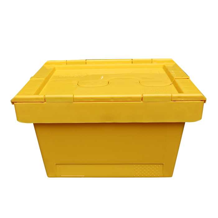 distribution container tote with hinged lid distribution container tote with hinged lid